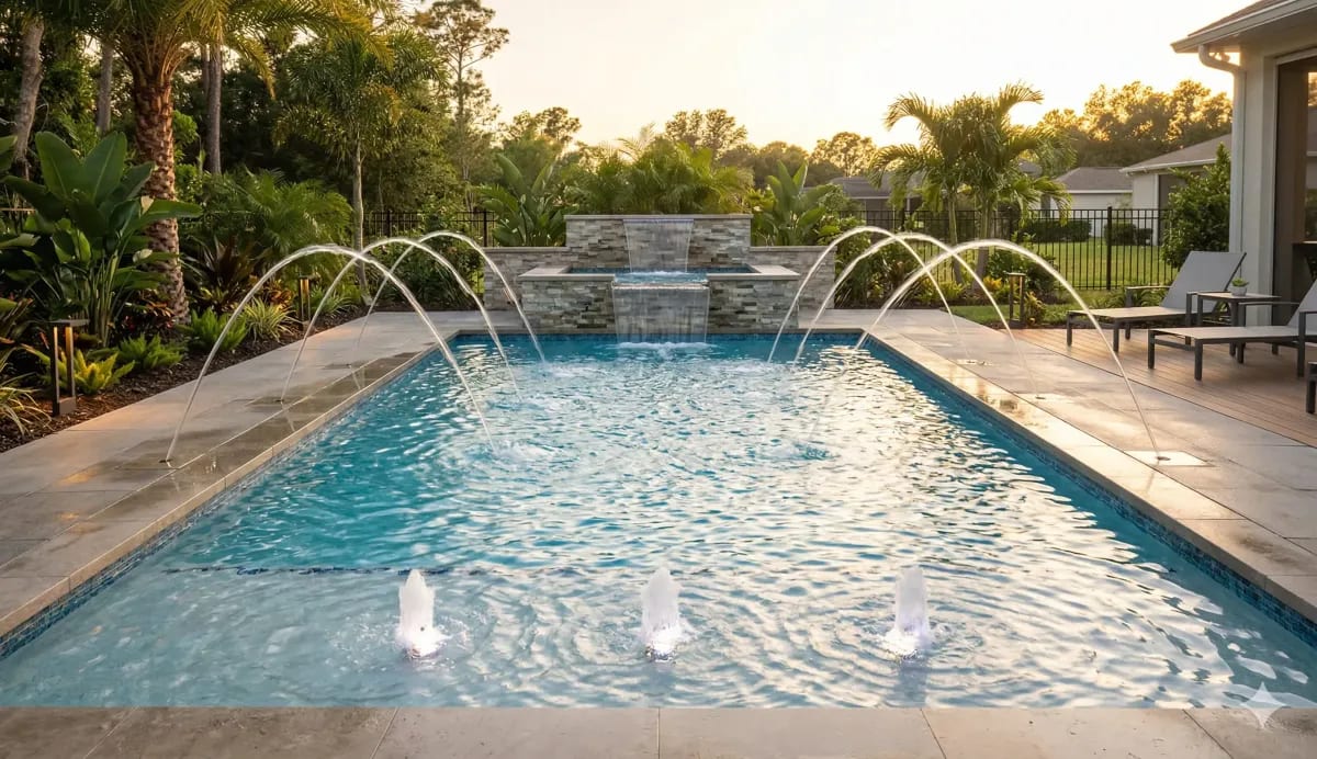 Custom Pool Water Features — Waterfalls & Jets | Beltway Pools
